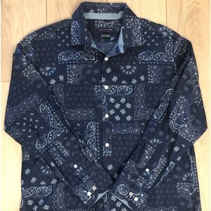 Men’s blue bandanna shirt. Size large cotton long sleeve.
